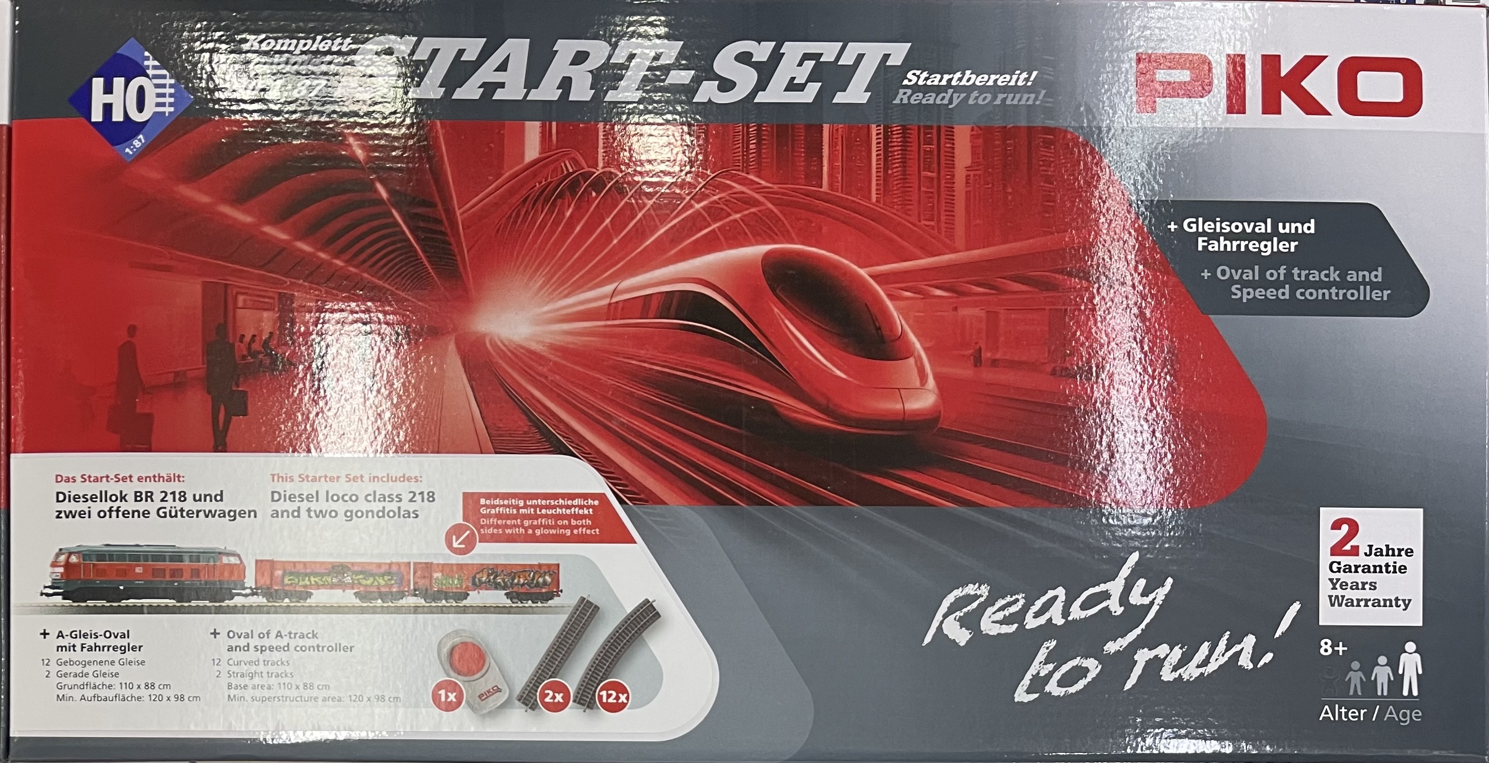 Start Set con Treno Merci DB AG con BR 218, PIKO A-binari con massicciata piko 57032