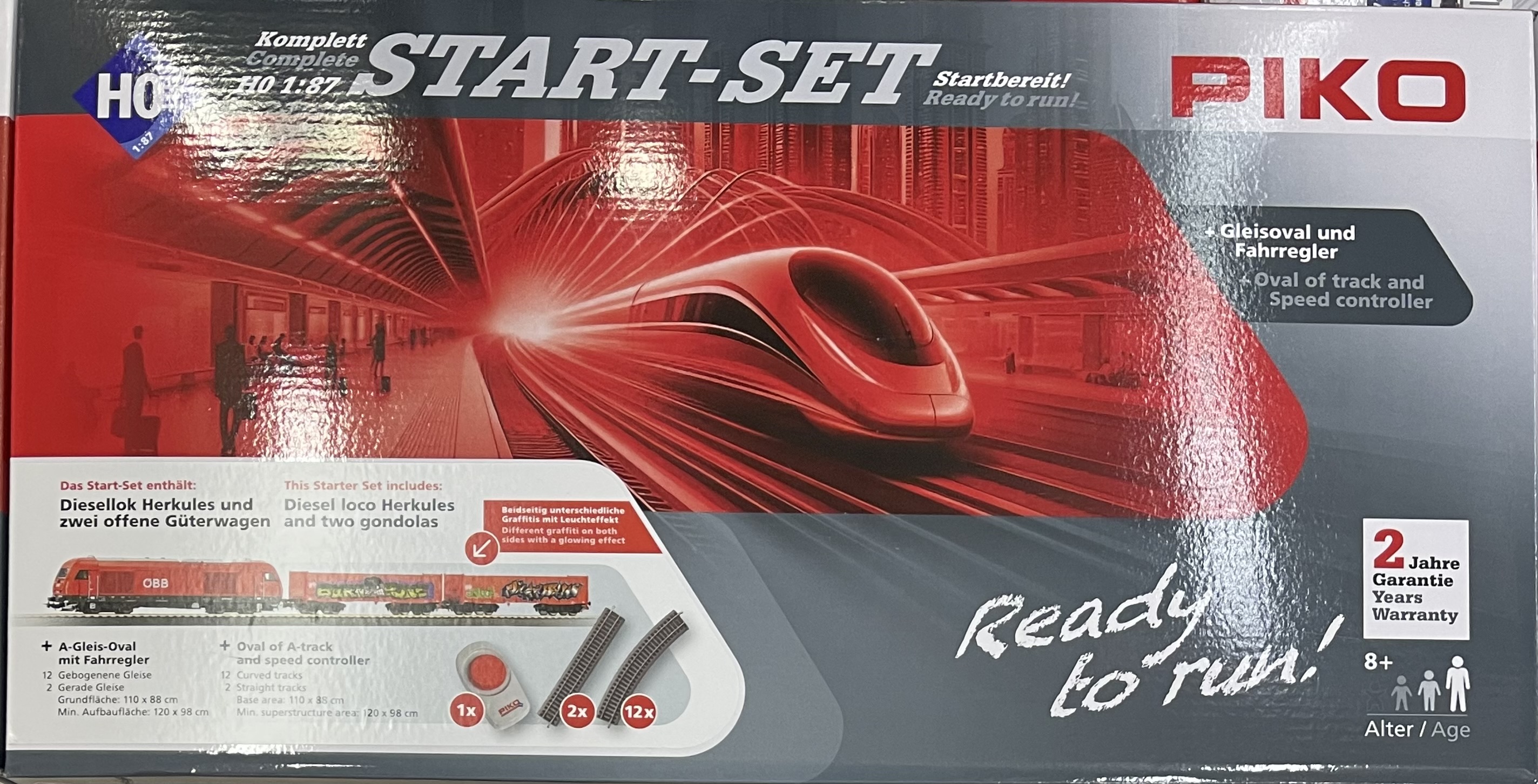 Start Set con Treno Merci ÖBB con Rh2016, PIKO A-binari con massicciata piko 57033