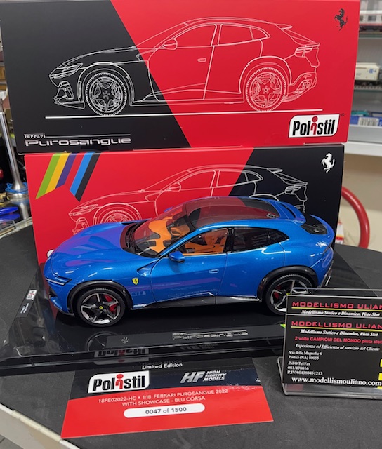 Polistil Ferrari purosangue blu 2022 1/18 con TECA edizione numerata