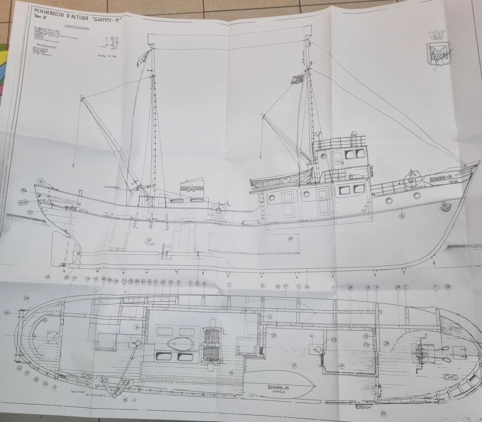 Piano di costruzione del peschereccio di altura "Gianni - M"